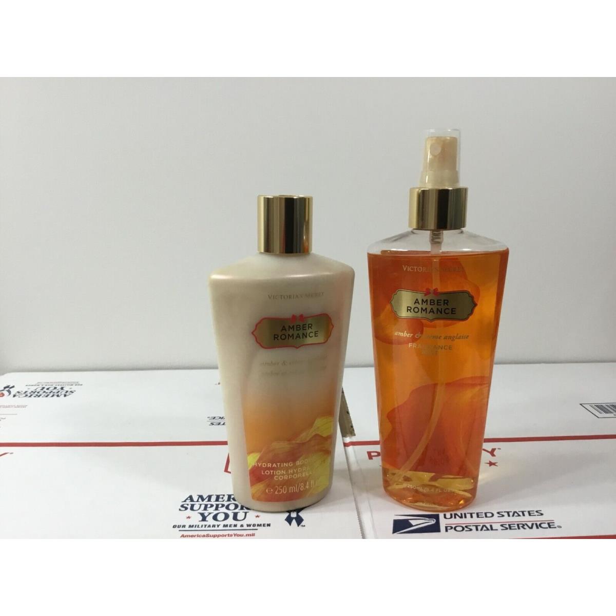 Victoria`s Secret Fragrance Body Mist Spray and Body Lotion Set - Pick 1 Amber Romance