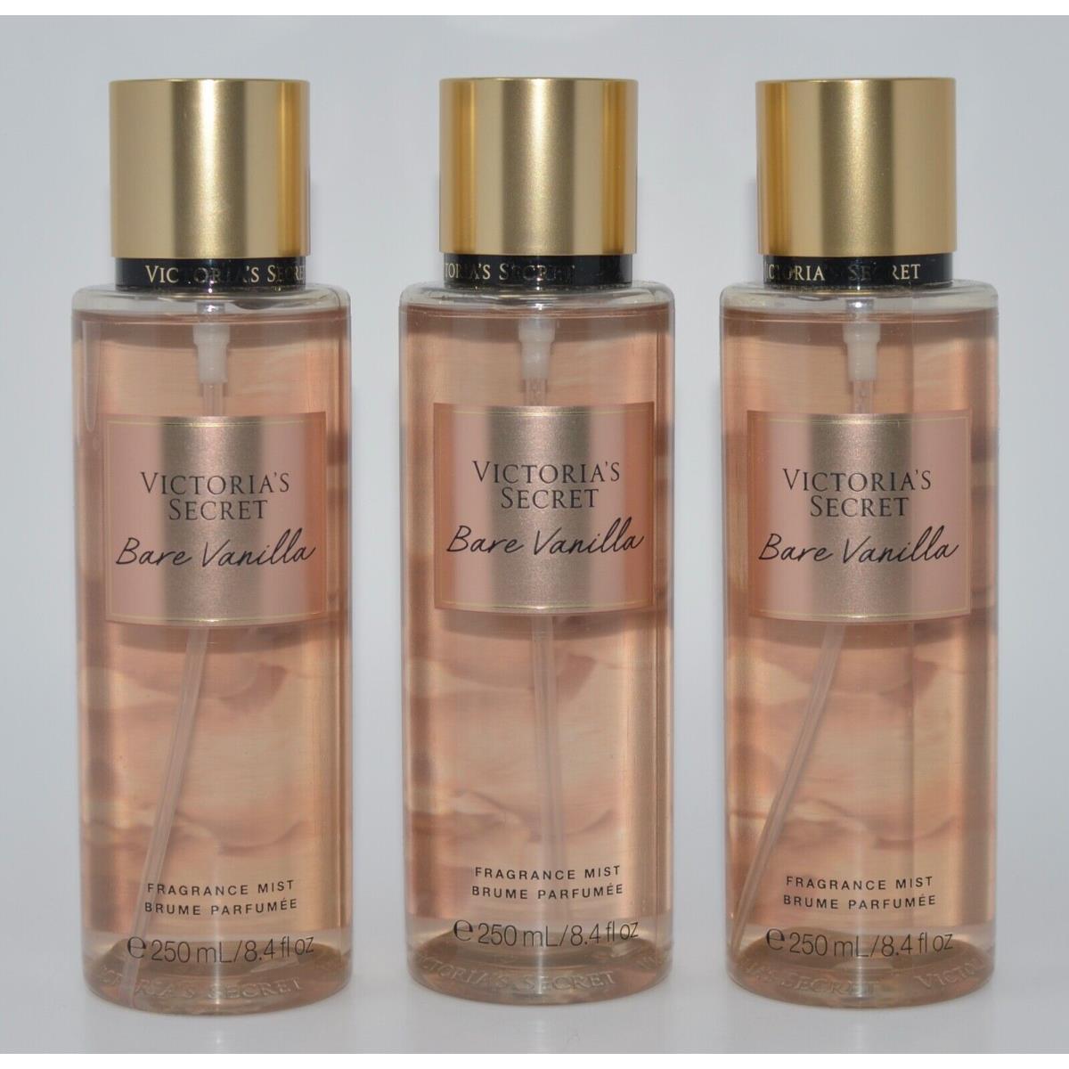 3 Victoria`s Secret Bare Vanilla Fragrance Mist Body Spray 8.4OZ Large Cashmere