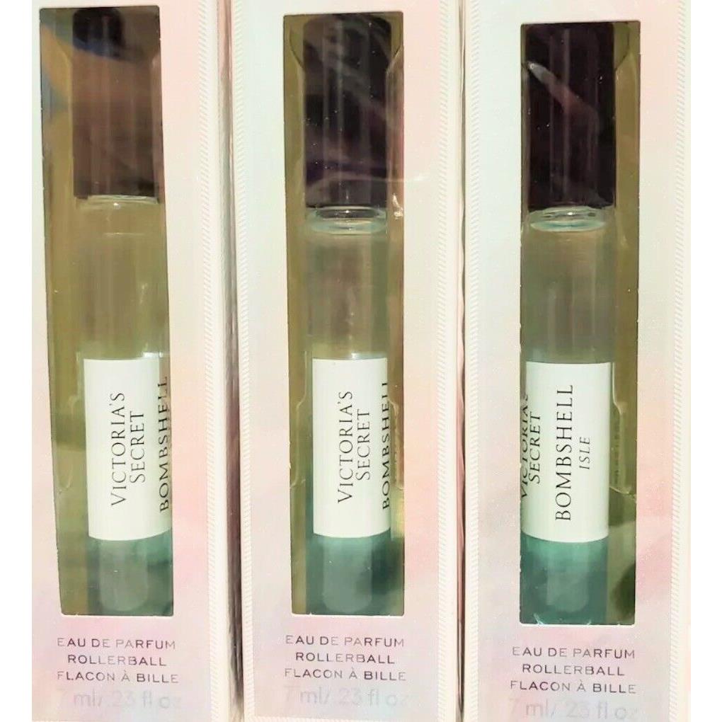 3x -bombshell Isle Perfume Victoria`s Secret 0.23 Oz 7 ml Edp Roller Ball Women