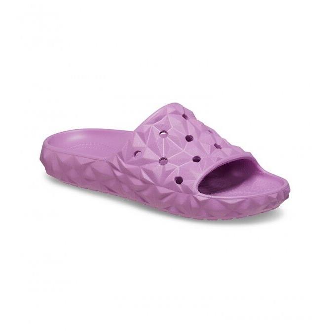 Crocs Classic Geometric II 209608-6WQ Slide Sandal Unisex Purple Bubble Casual Slipper - Purple