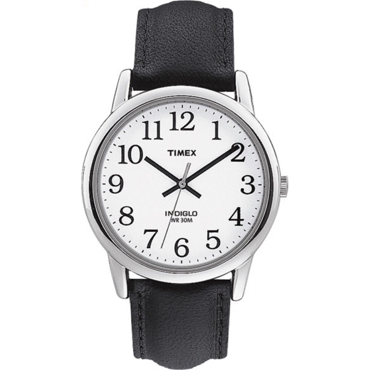 Timex Easy Reader 35mm Silver-tone Case with White Dial and Black Leather Strap