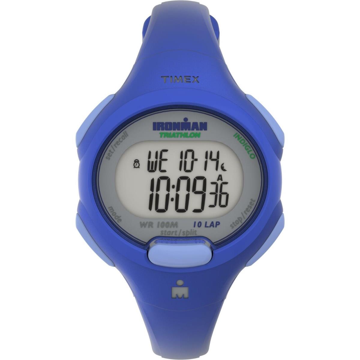 Timex Women`s Ironman Quartz Calendar Indiglo Blue Silicon Watch 34 MM T5K784 - Dial: Grey, Band: Blue