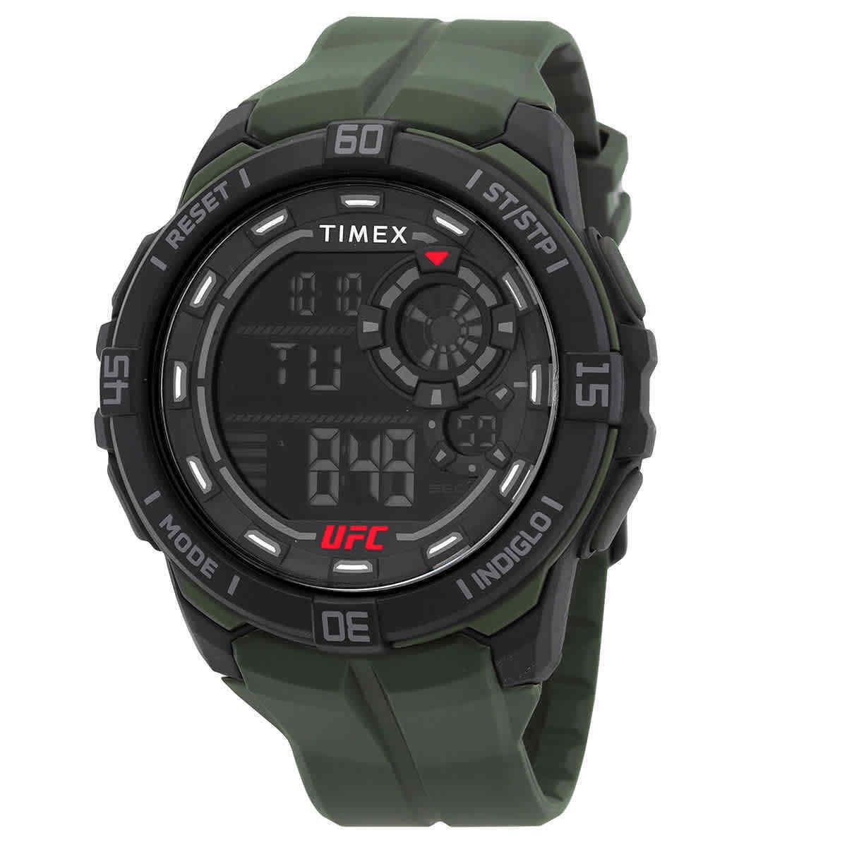 Timex Ufc Rush Alarm Quartz Digital Men`s Watch TW5M59400 - Dial: Digital, Band: Green, Bezel: Black