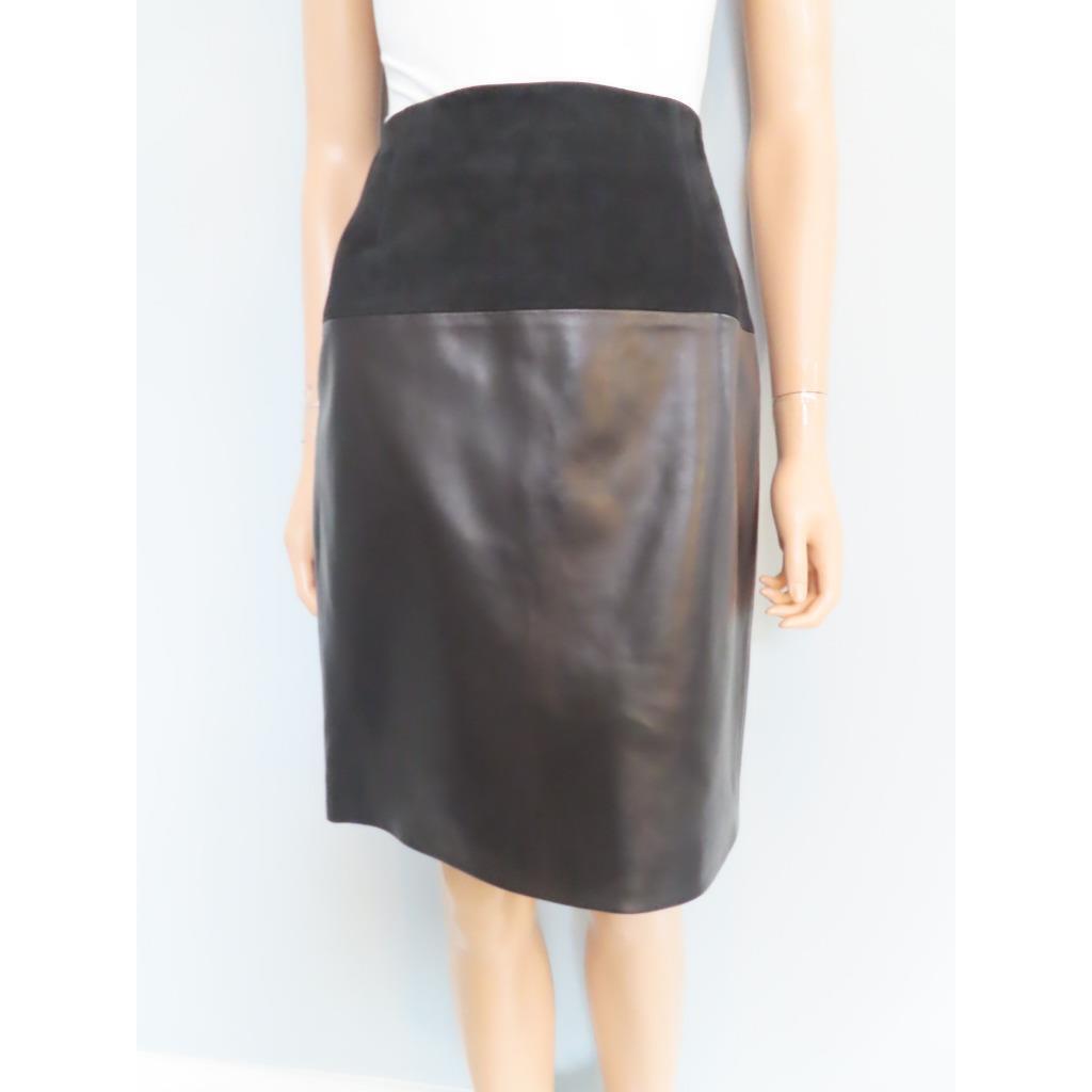 Balenciaga Black Leather Suede Skirt Size F 38/US 6