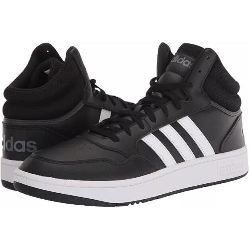 Man Adidas Hoops Mid Sneaker GW3020 Lace Closer Black/white/gray - Black/White/Gray