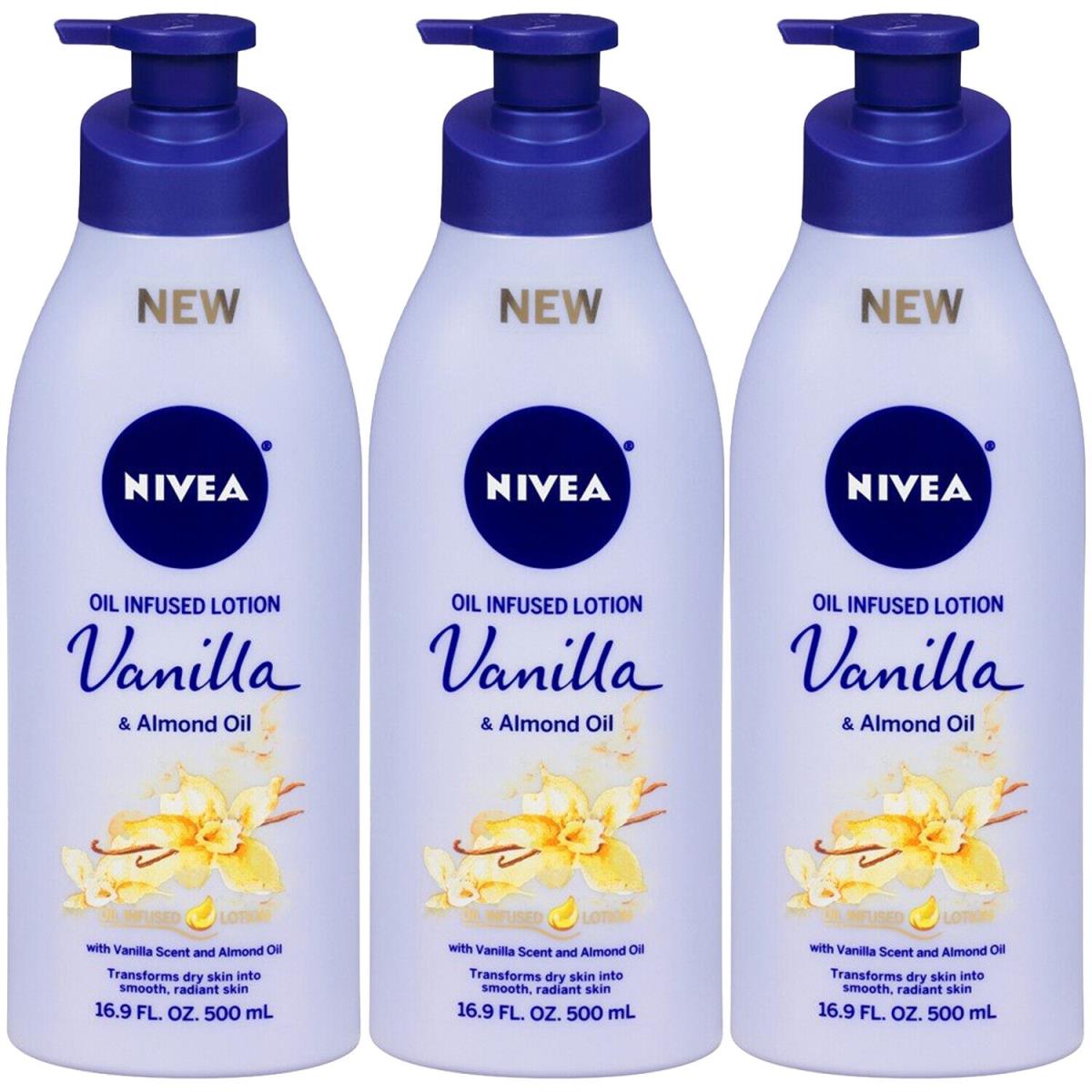 3-Pack Nivea Lotion Oil-infused Vanilla/almond Oil 16.9 Ounce Pump 500ml