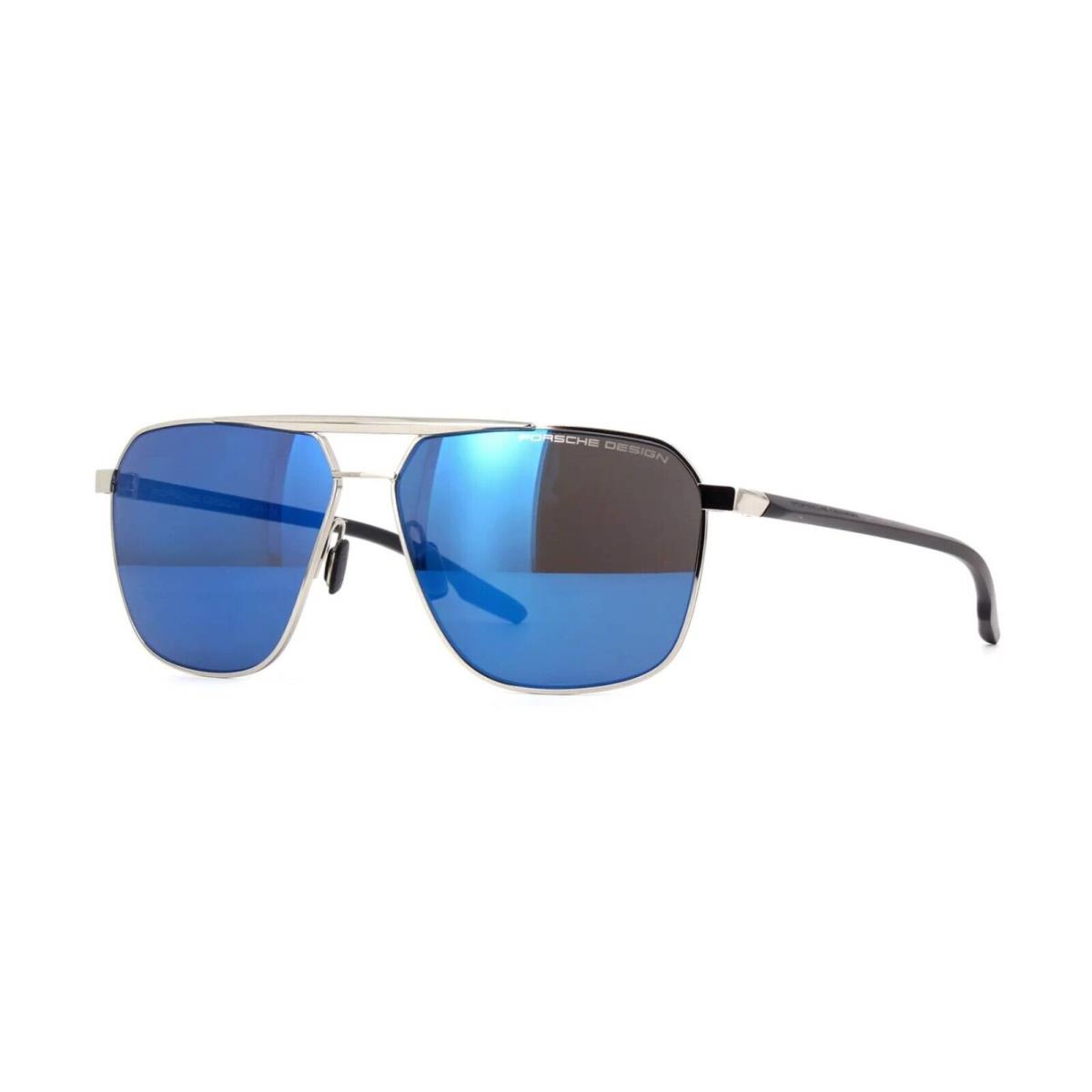 Porsche Design P8949 Shiny Silver and Black/blue Mirrored D775 Sunglasses