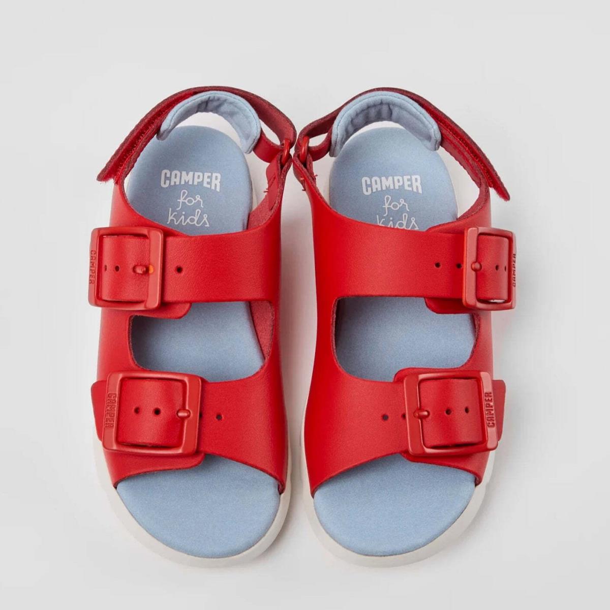 Camper Kids Oruga Red Leather Sandals