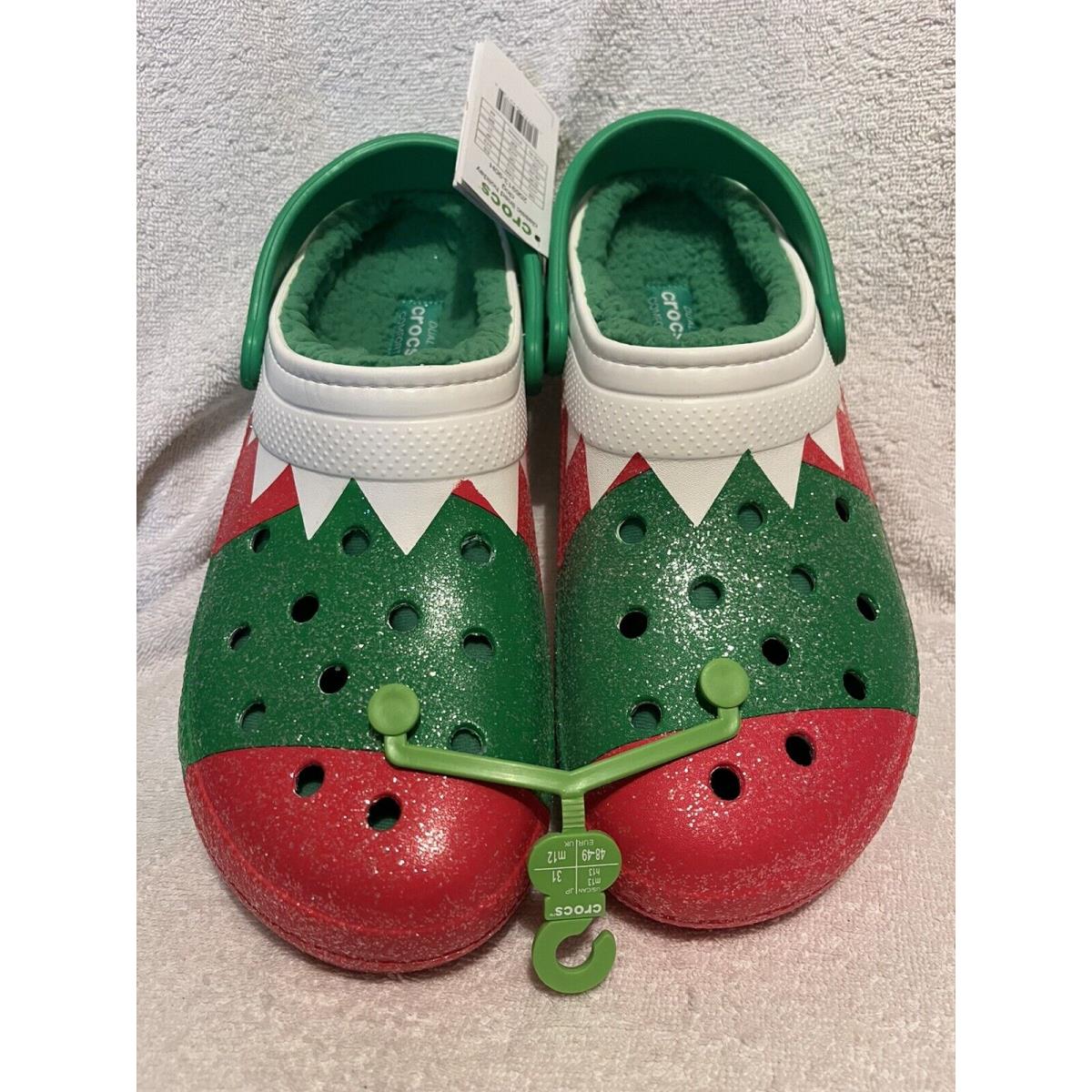 Crocs Classic Lined Holiday Christmas Elf Fur Lined Clogs Shoes Size M 13