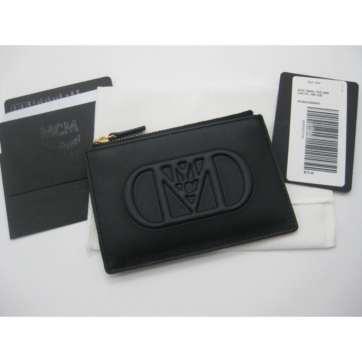 Mcm Mode Travia Black Leather Card Case Wallet MYADSLD03BK001 Dust Bag