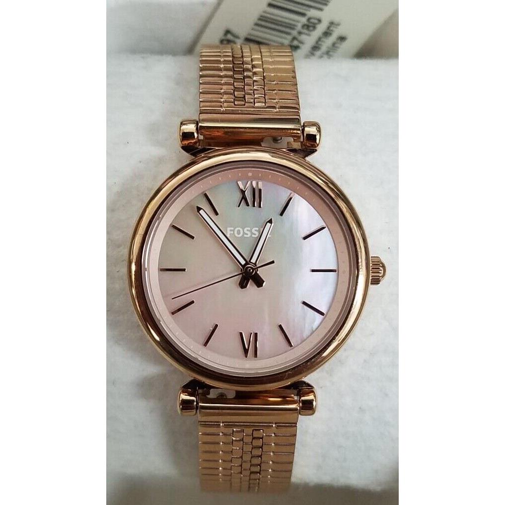 Fossil Carlie Mini Three-hand Rose Gold-tone Stainless Steel Womens Watch ES4697