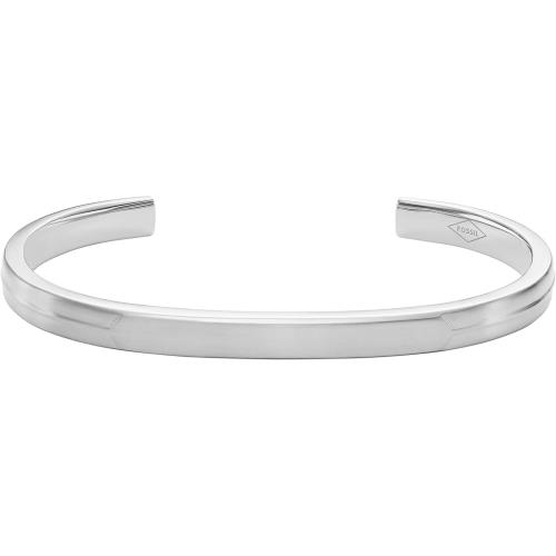 Fossil Men`s Stainless Steel Silver-tone Smooth Cuff Bracelet Color: Silver Mo