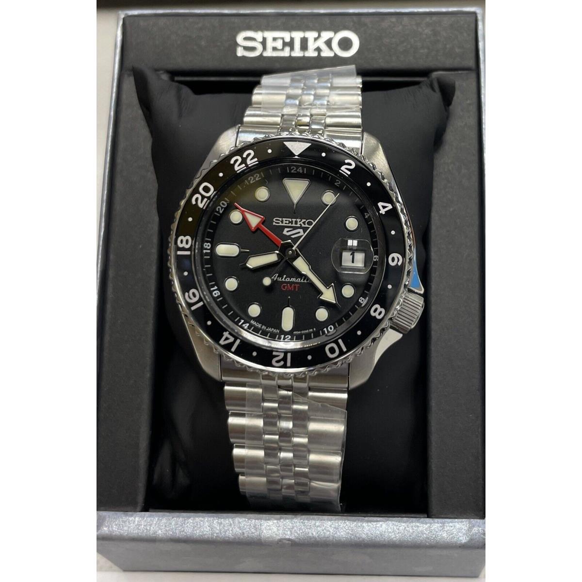 Seiko 5 Sports Automatic Gmt Steel Band Black Dial Watch SSK001 /tag Japan