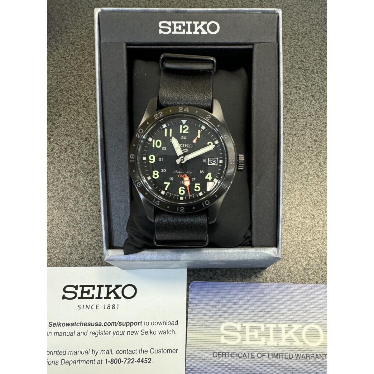 Seiko 5 Sport s Field Gmt Automatic SSK025 Leather Strap Watch Made In Japan