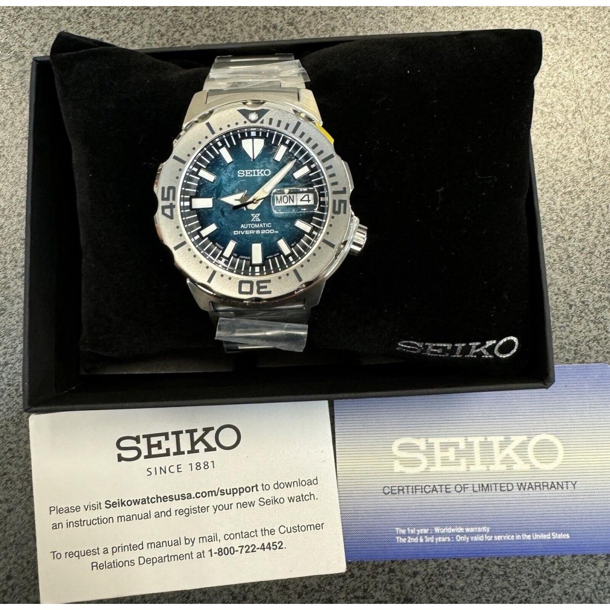 Seiko Men`s Automatic Prospex Monster Blue -green Dial Watch SRPH75 Japan