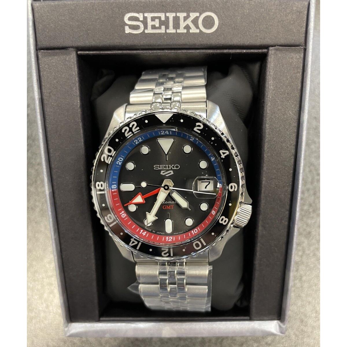 Seiko 5 Sport Automatic Gmt Steel Band Black Dial Watch SSK019 Made In Japan