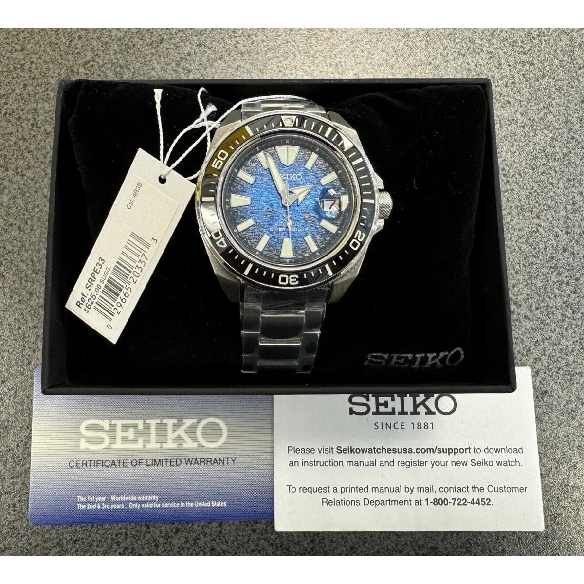 Seiko Prospex Samurai Manta Ray Automatic Watch Blue Dial SRPE33 Made in Japan