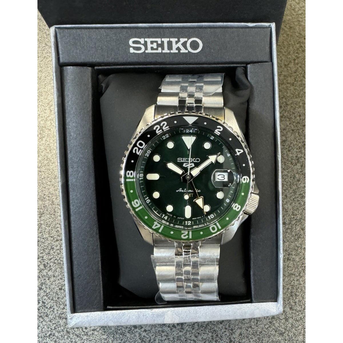 Seiko 5 Sports Automatic Gmt Steel Band Green Dial Watch SSK035 Japan Made