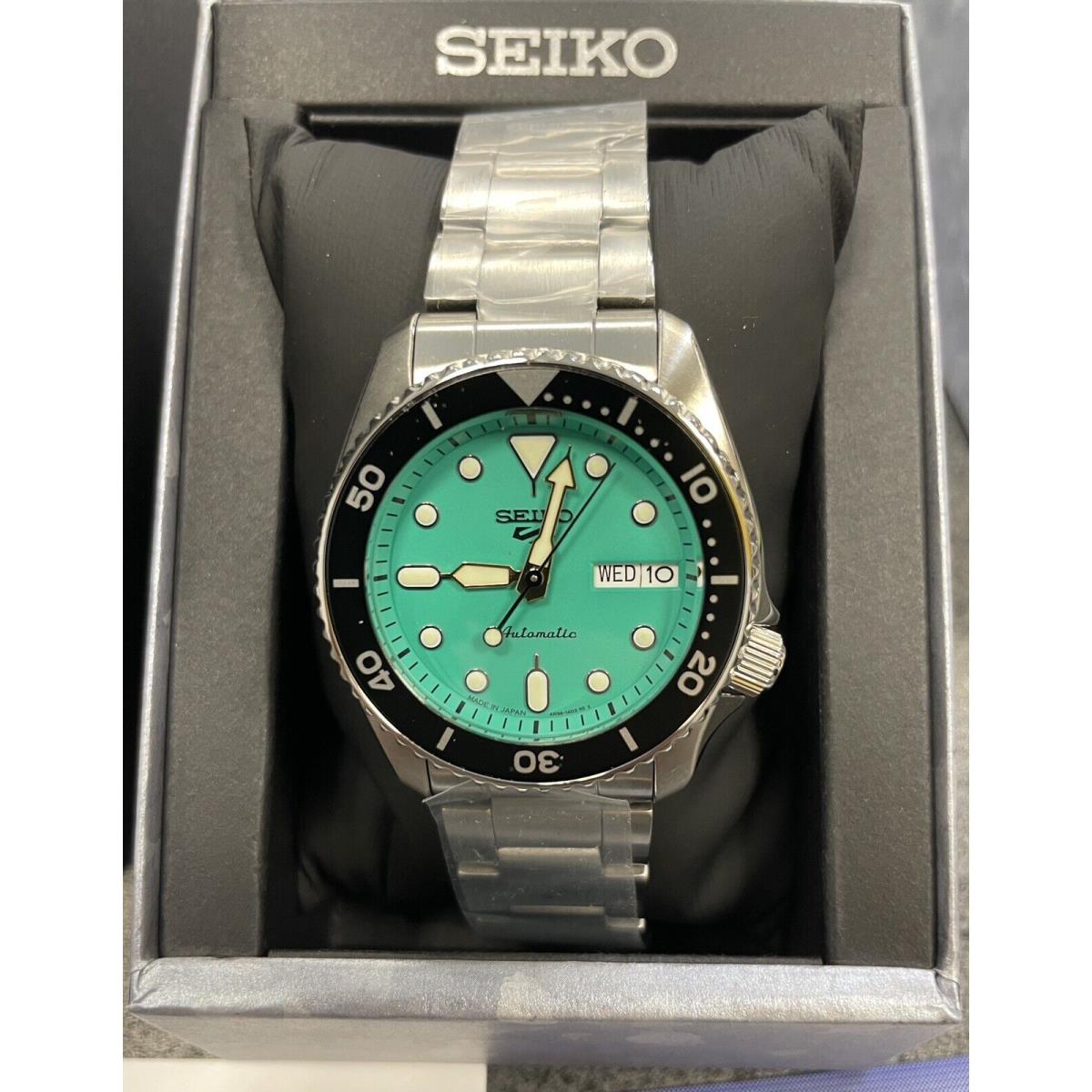 Seiko 5 Five Sports SRPK33 Automatic Mid Size Watch Green Dial Made Japan 38mm