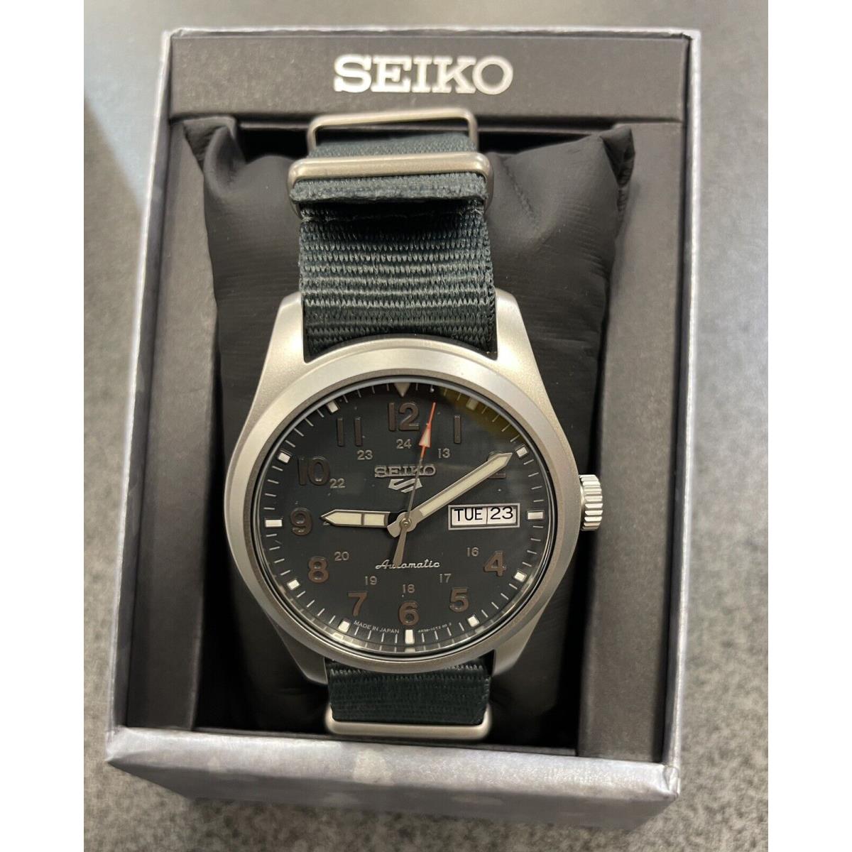 Seiko 5 Automatic Watch Day Date Grey Dial Nylon Band SRPG31 Made In Japan