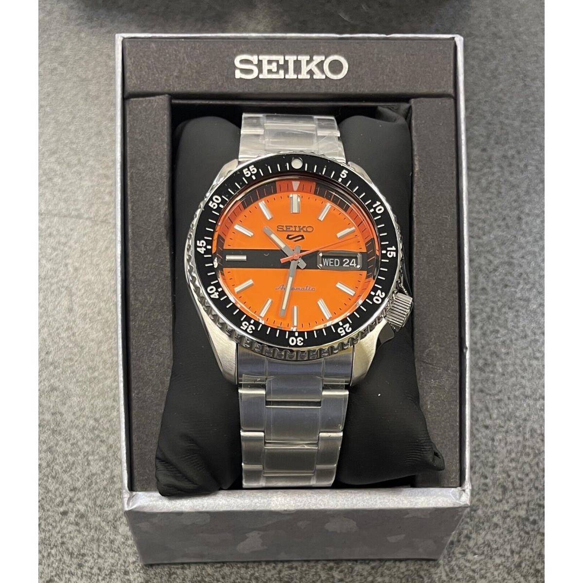 Seiko 5 Automatic Orange Dial Steel Bracelet Limited Edition Watch SRPK11 Japan