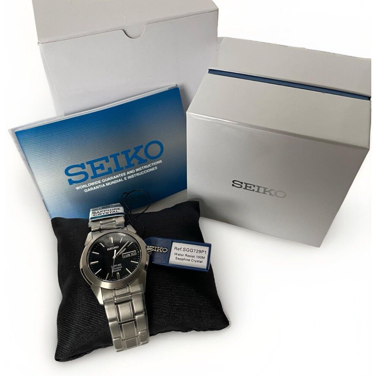 Seiko Men Quartz Watch 100mm Titanium Sapphire Crystal SGG729P1 Water Resist