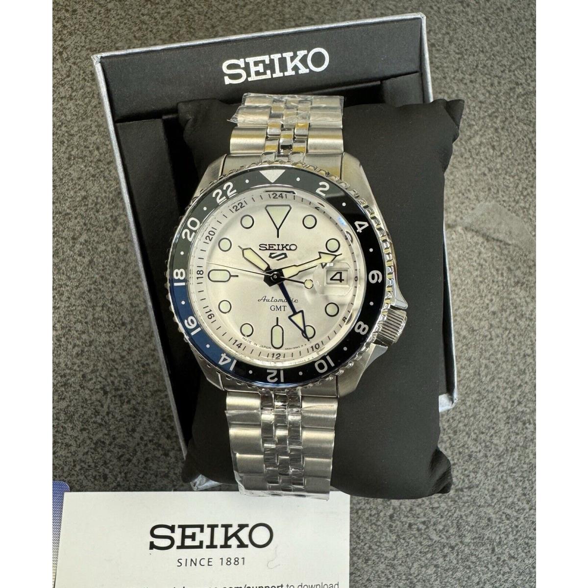 Seiko 5 Sports Automatic Gmt Steel Band White Dial Watch SSK033 Japan Made