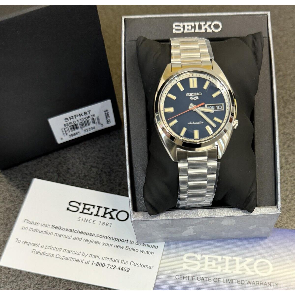 Seiko 5 Sports Automatic Snxs Series Classic Blue Dial Watch SRPK87 Japan