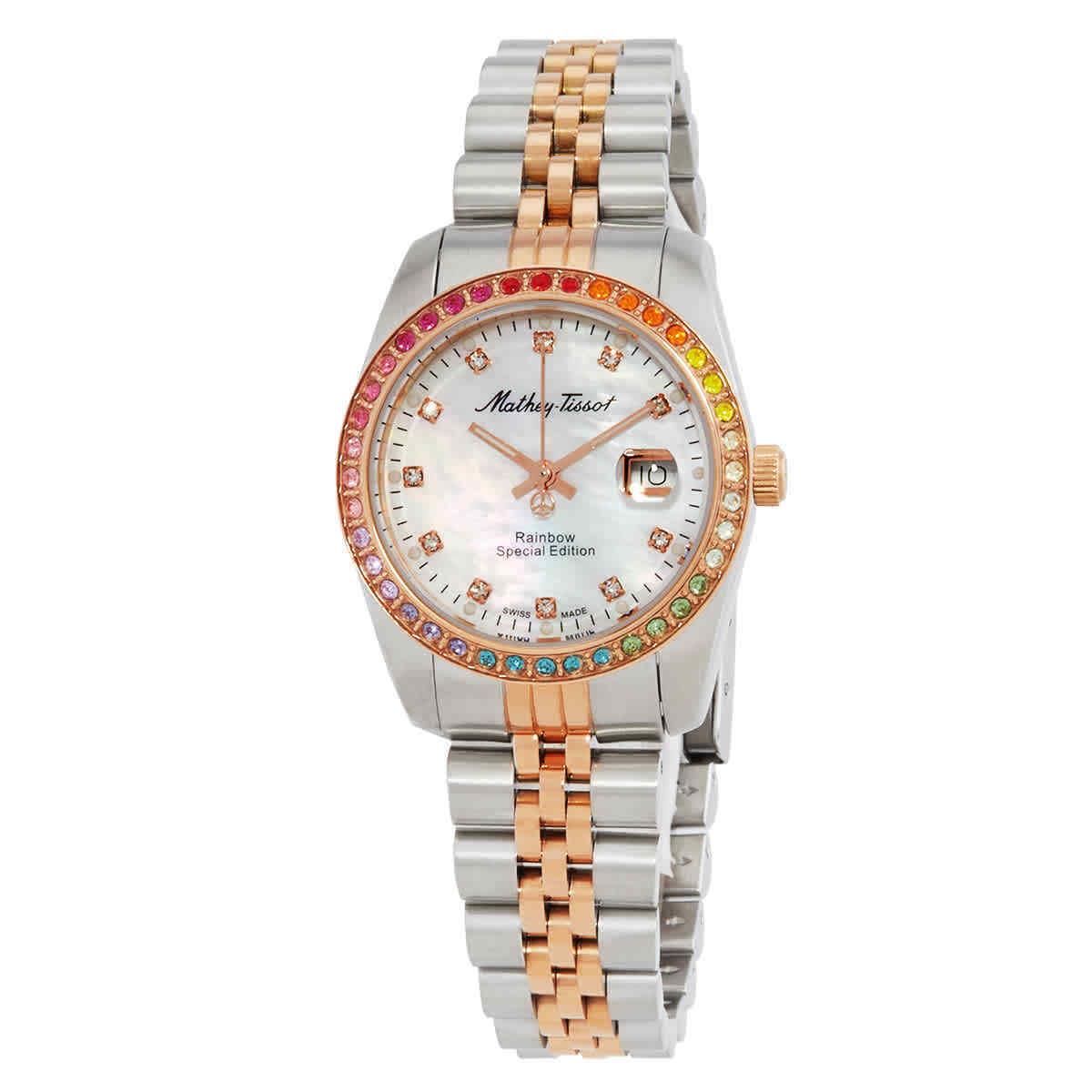 Mathey-tissot Mathy Rainbow Quartz White Dial Ladies Watch D809BQI