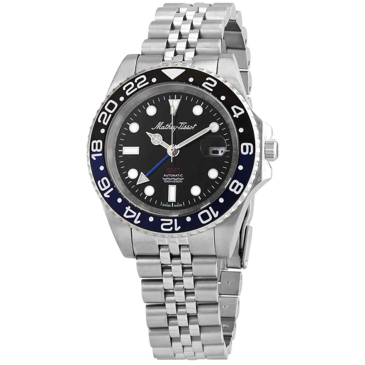 Mathey-tissot Gmt Automatic Batman Bezel Men`s Watch H903ATNB