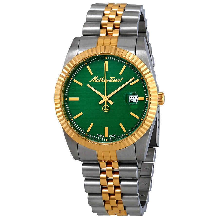 Mathey-tissot Mathey Iii Quartz Green Dial Men`s Watch H810BV - Dial: Green, Band: Multicolor, Bezel: Gold