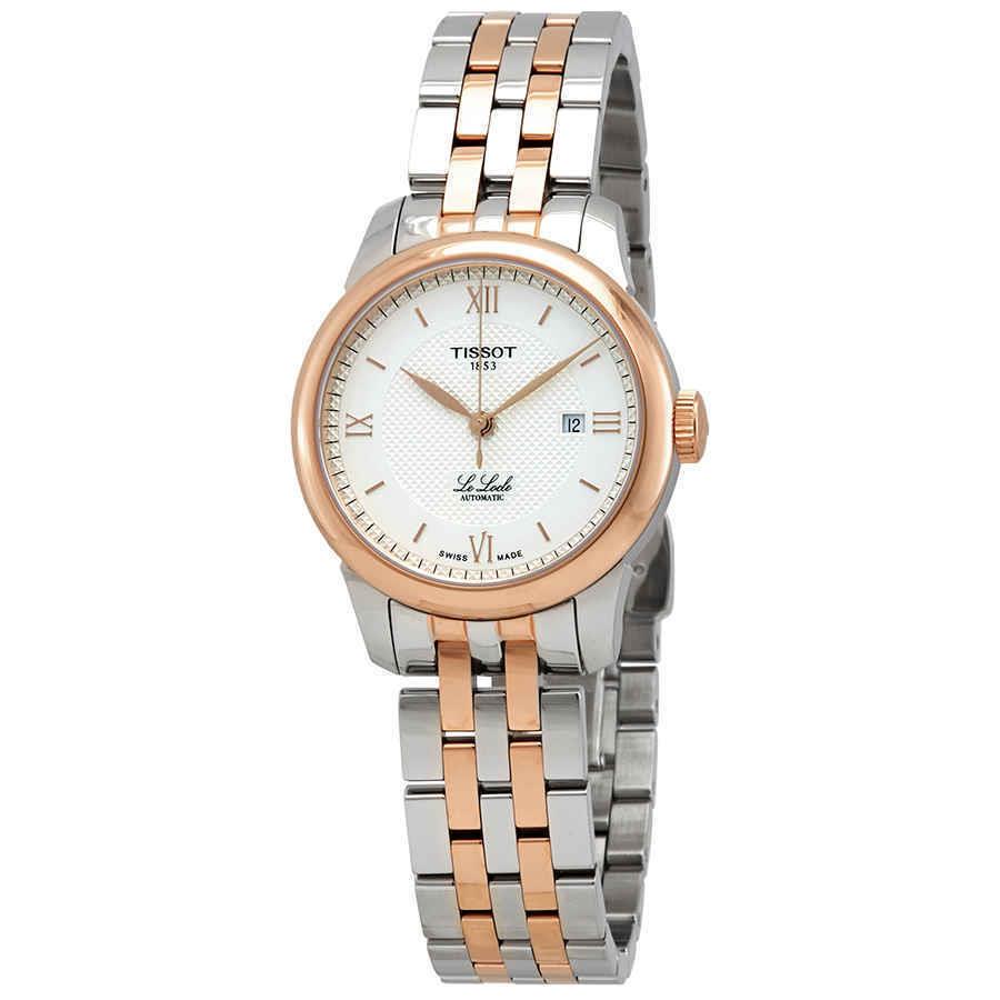 Tissot Le Locle Automatic Silver Dial Two-tone Ladies Watch T006.207.22.038.00 - Dial: Silver, Band: Silver, Pink, Bezel: Pink