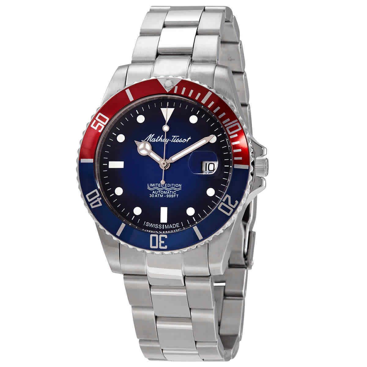 Mathey-tissot Mathy Vintage Jumbo Blue Dial Pepsi Bezel Men`s Watch H907ATNB