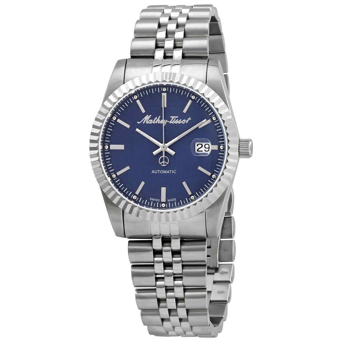 Mathey-tissot Mathy Iii Automatic Blue Dial Men`s Watch H1810ATABU - Dial: Blue, Band: Silver-tone, Bezel: Silver-tone