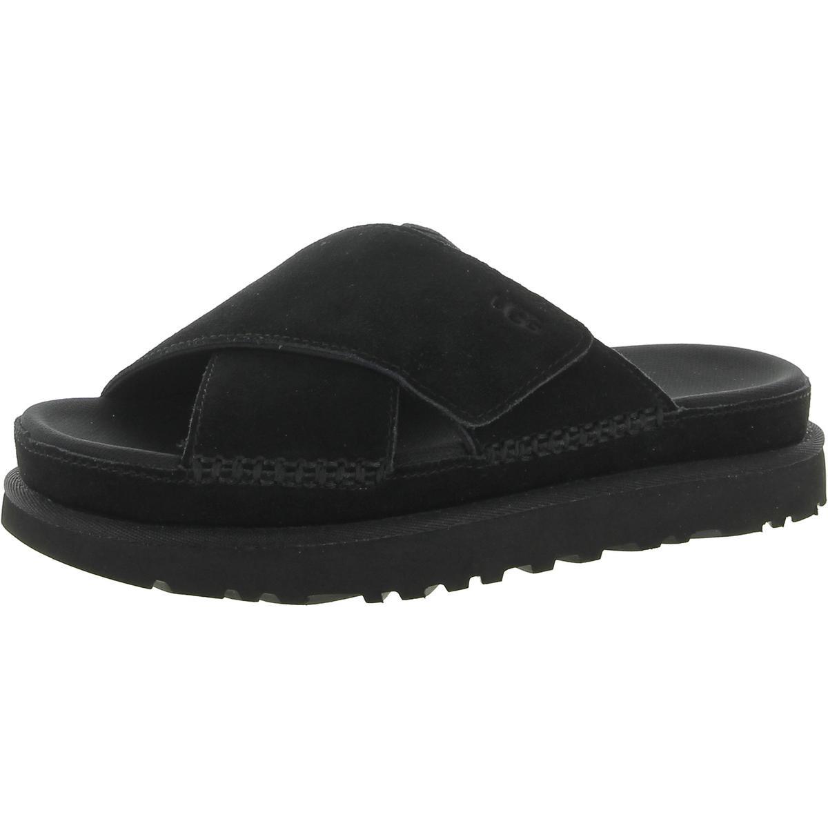 Ugg Womens Goldenstar Leather Slip On Open Toe Platform Sandals Shoes Bhfo 1037 Black