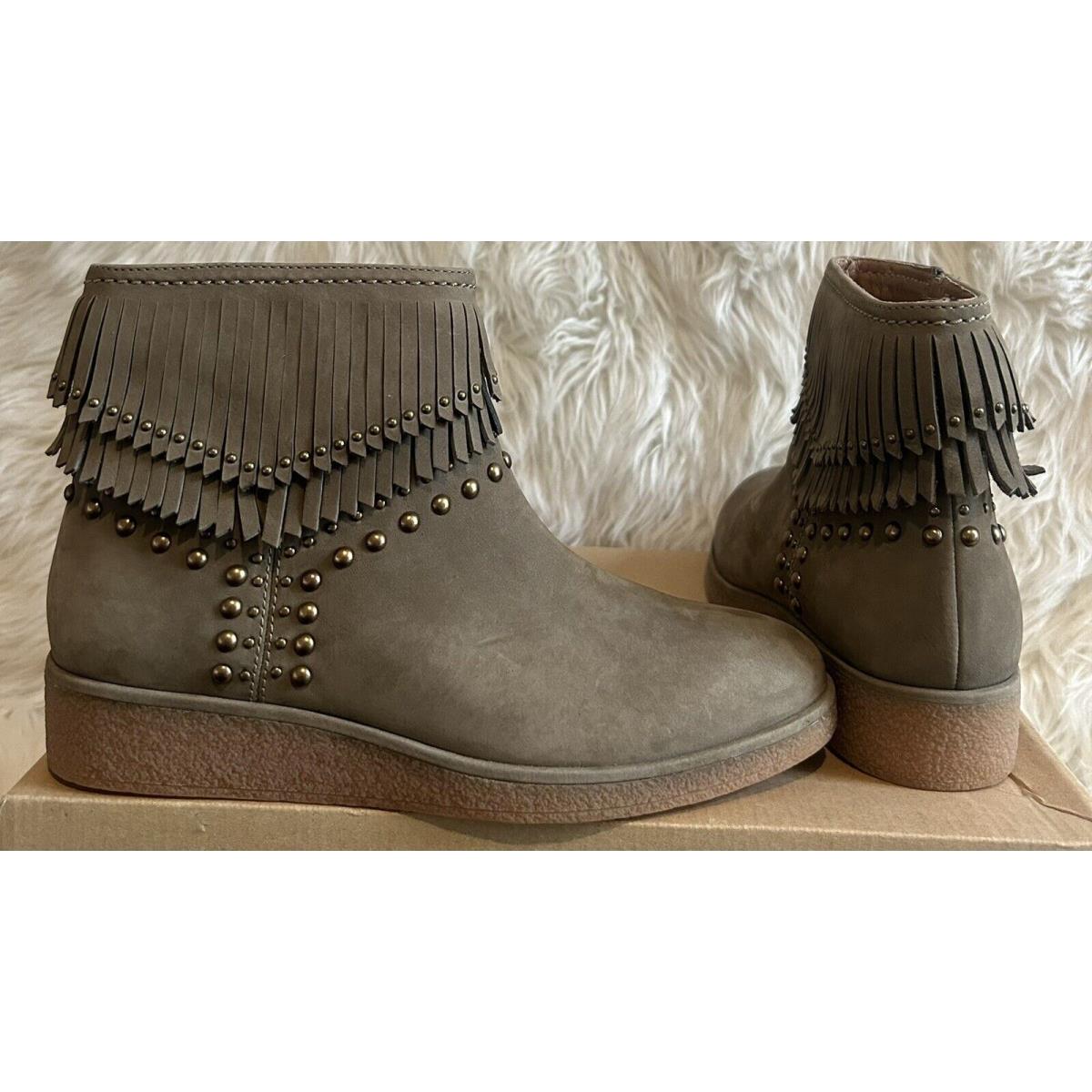 Ugg Adriana Wedge Fringe Nubuck Leather Boot Sahara Size 6.5