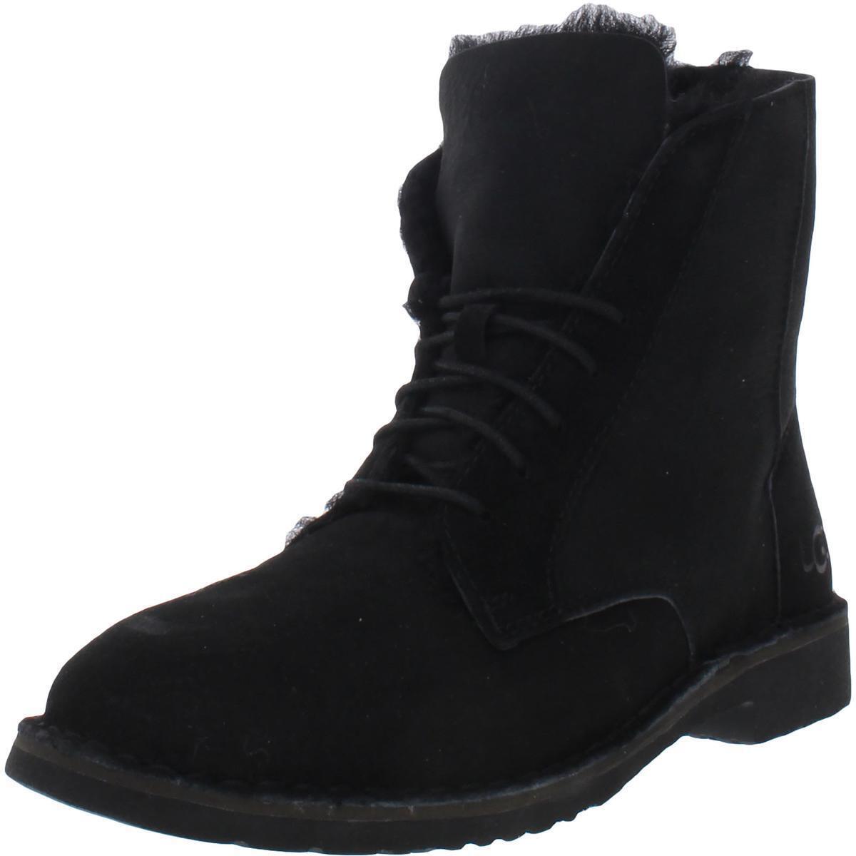 Ugg Womens Quincy Black Suede Ankle Winter Boots Shoes 6 Medium B M Bhfo 0676