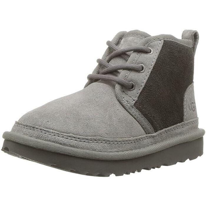 Ugg Kid Youth Neumel Grey Sheepskin Colorblock Lace Up Ankle Sneaker Bootie