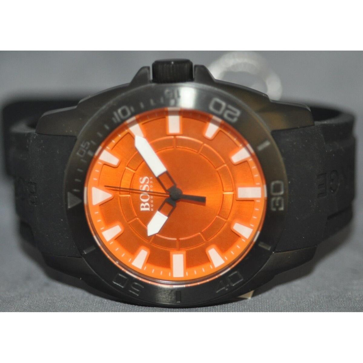 Hugo Boss Men`s Orange Dial Black Rubber Watch 1512952