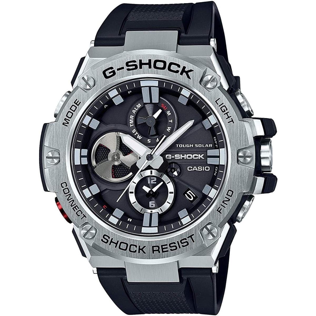 Casio G-shock GSTB100-1A Black Stainless Steel with Resin Band Men`s Wristwatch