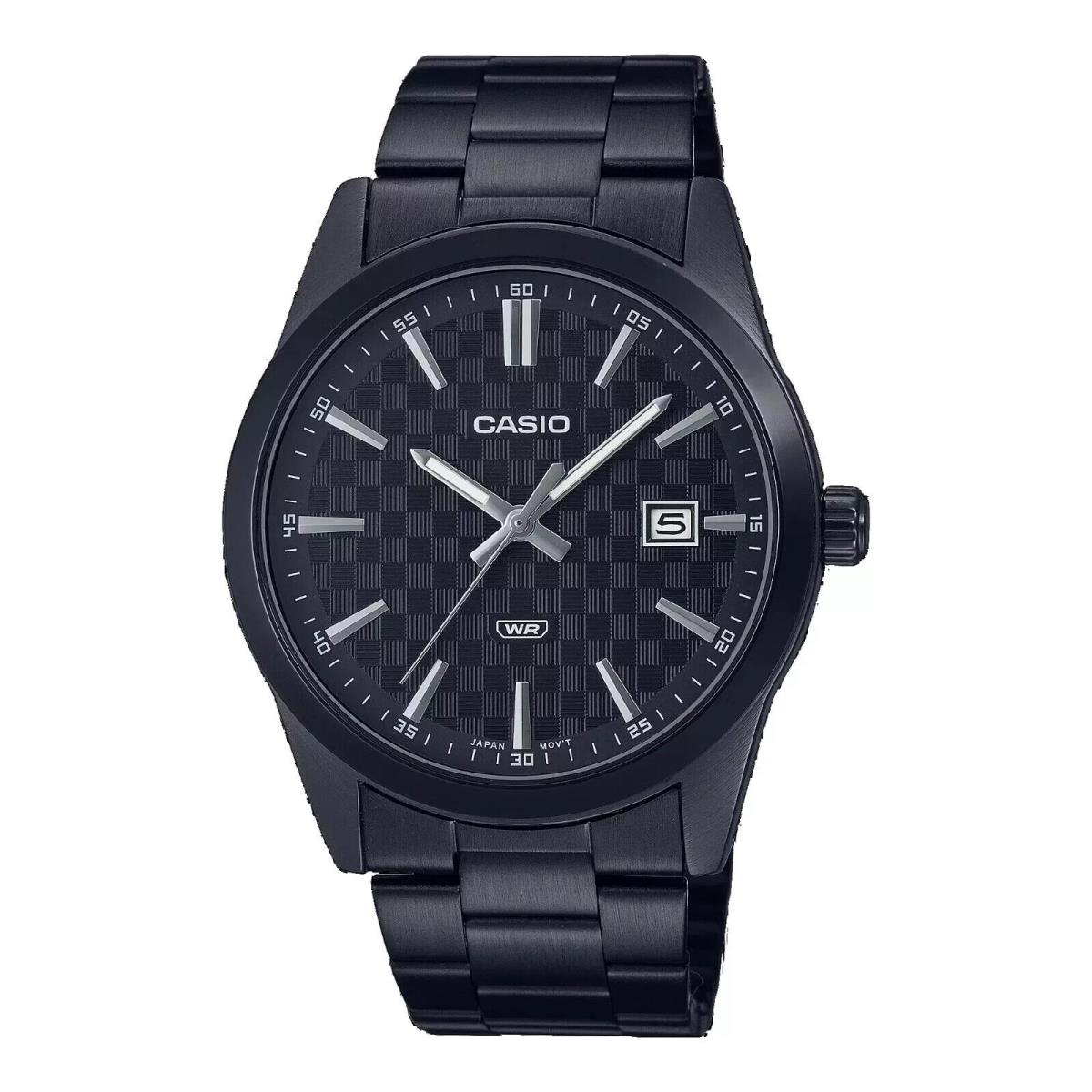 Casio MTP-VD03B-1A Men`s Standard Black IP Stainless Steel Black Dial Watch - Dial: Black, Band: Black, Bezel: Black