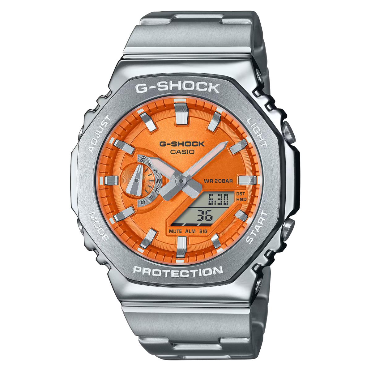 Casio G-shock Steel Orange Dial Stainless Men`s Watch GM2110D-4A