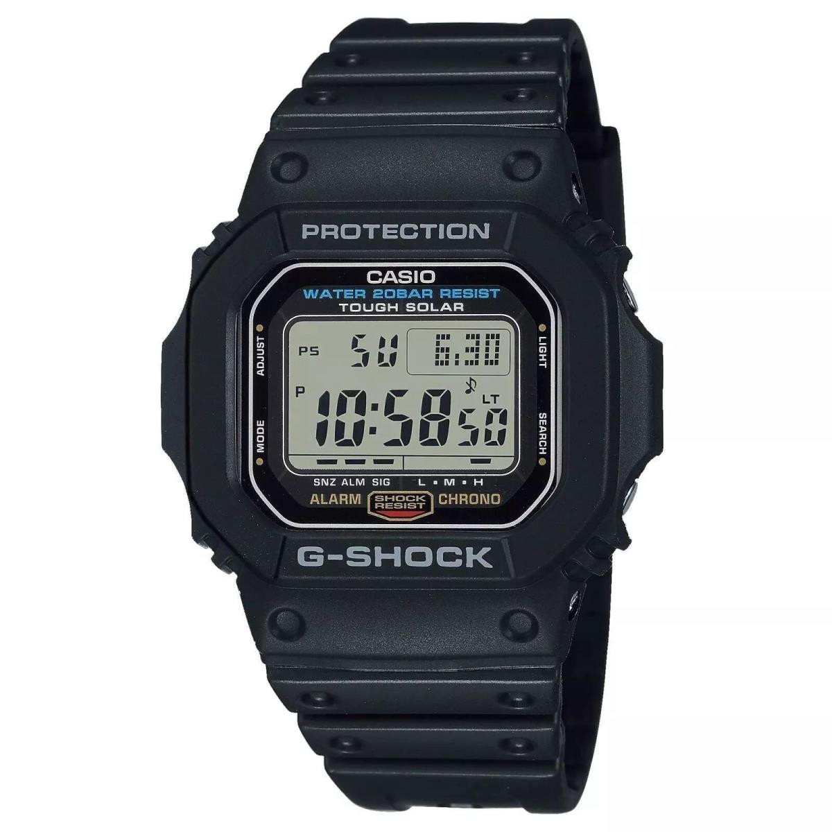 Casio G-shock Digital 20 Atm Solar Black Rubber Men`s Watch G-5600UE-1DR