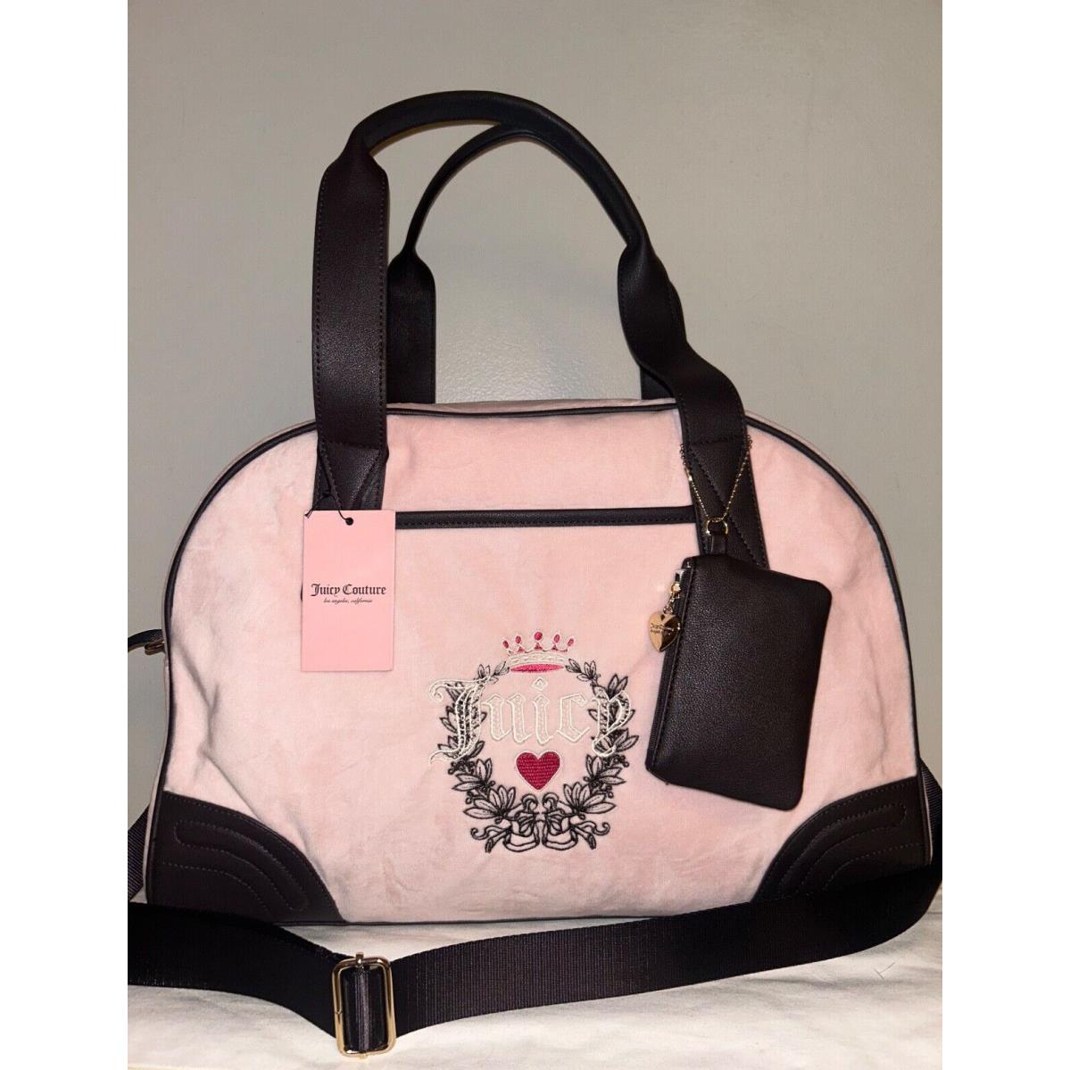 Juicy Couture Heritage Velour Weekender Bag in Powder Blush Pink