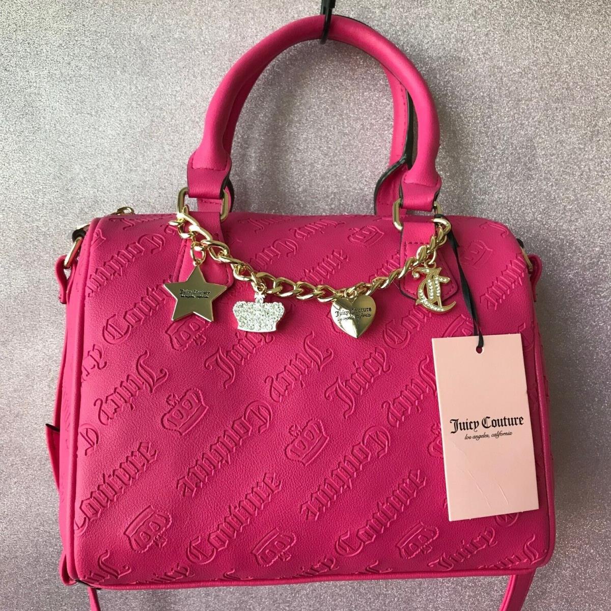 Juicy Couture Not Your Babe Satchel with Bag Charms Pink Flash