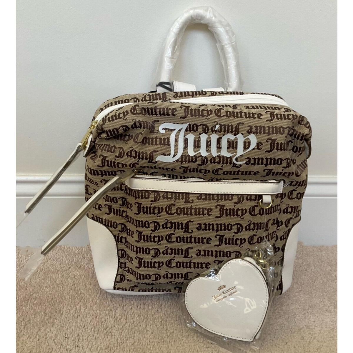 Juicy Couture Popout Logo Heart Backpack Beige/brown/white