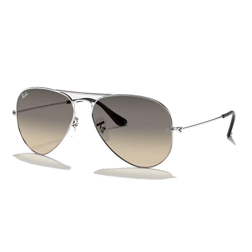 Ray-ban Aviator Men`s Sunglasses Large Metal Polished Silver Light Grey Gradient