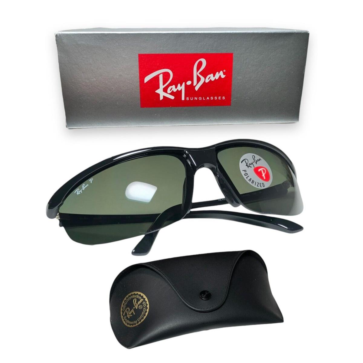 Ray Ban RB4021 601/9A Sport Polished Black Polarized Green Sunglasses Rare