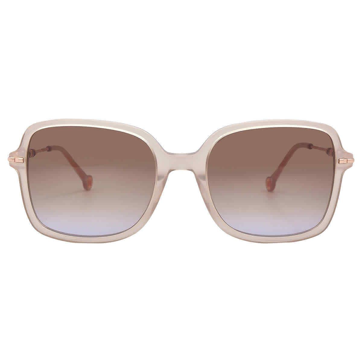 Carolina Herrera Brown Shaded Violet Square Ladies Sunglasses Her 0101/S 0FWM/QR - Frame: Beige, Lens: Multi