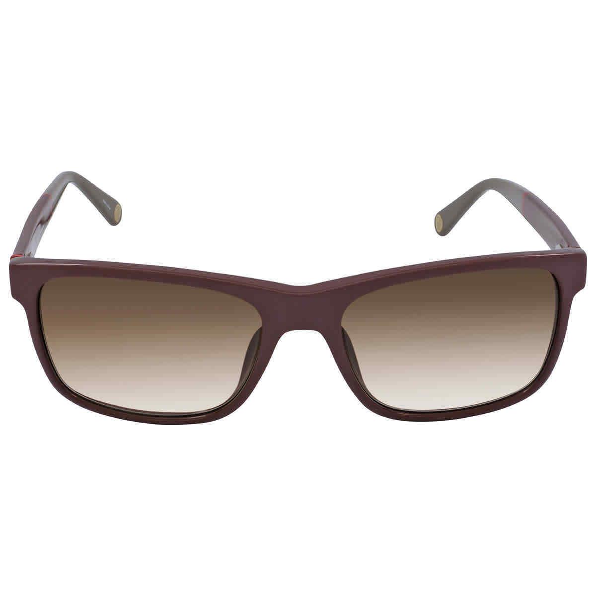 Carolina Herrera Brown Gradient Rectangular Sunglasses SHE657 0GFP 56 - Frame: Purple, Lens: Brown